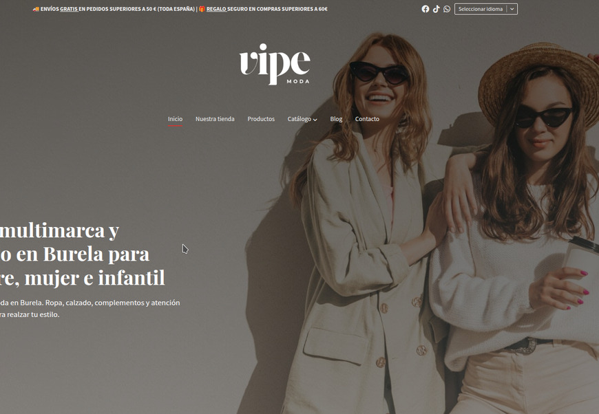 Página web de vipemoda.es, creada con Siweb